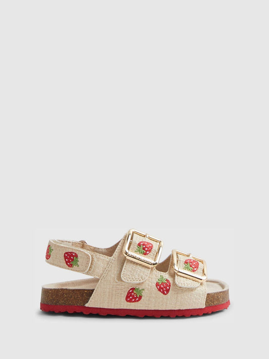 River Island Red Stawberry Woven Footbeds Sandals image 1