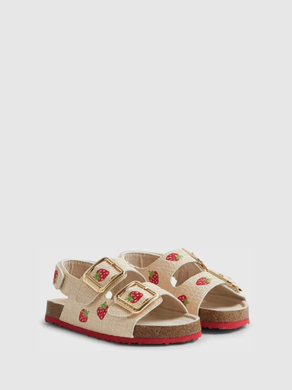 River Island Red Stawberry Woven Footbeds Sandals image 2