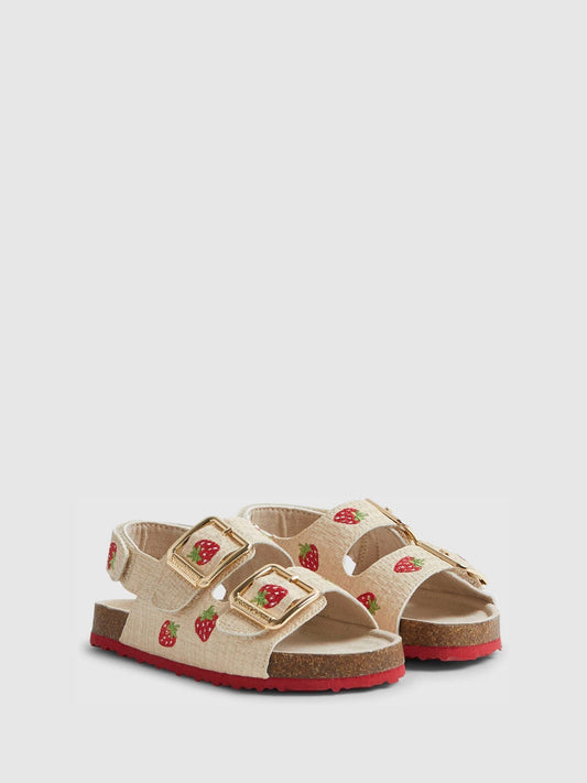 River Island Red Stawberry Woven Footbeds Sandals image 2