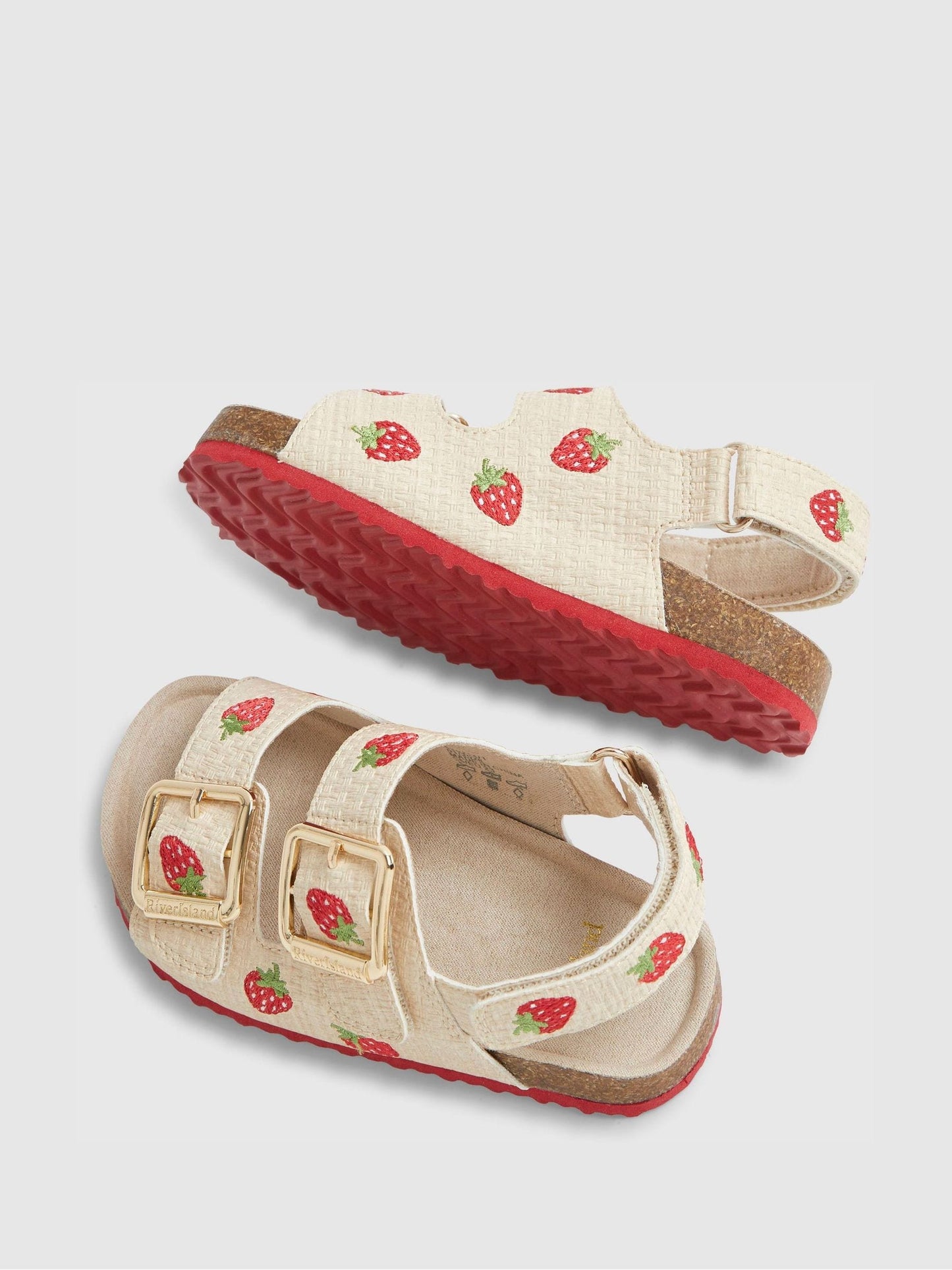River Island Red Stawberry Woven Footbeds Sandals image 3