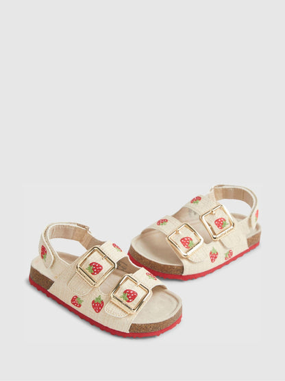 River Island Red Stawberry Woven Footbeds Sandals image 4