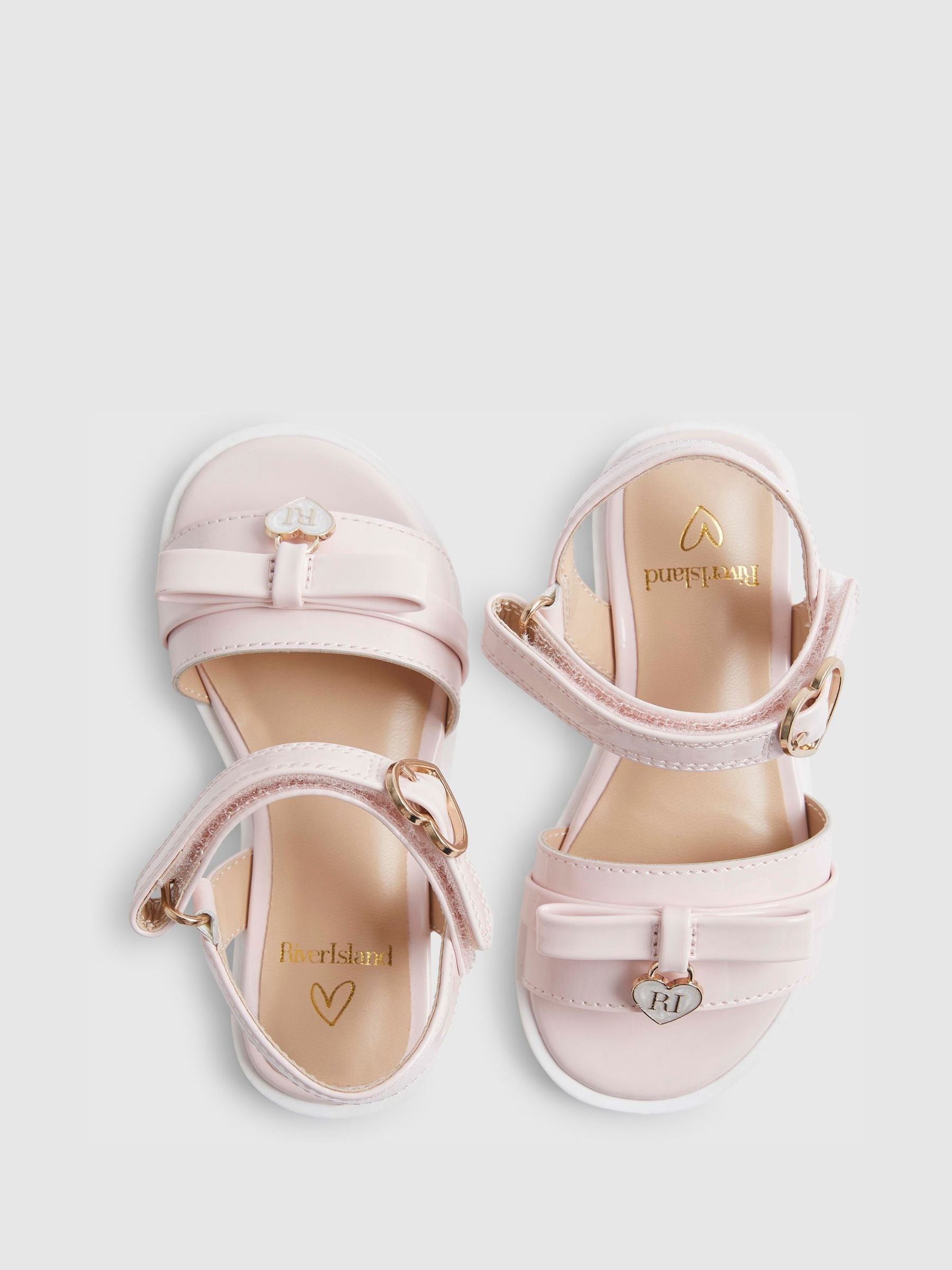 River Island Pink Metallic Bow Wedge Sandals image 3