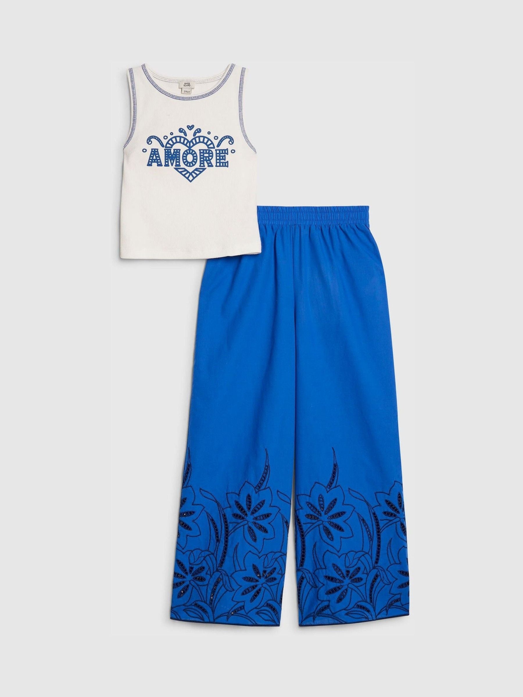 Dsiney Kidz - River Island Blue Amore Tank Top & Trousers Set image 1