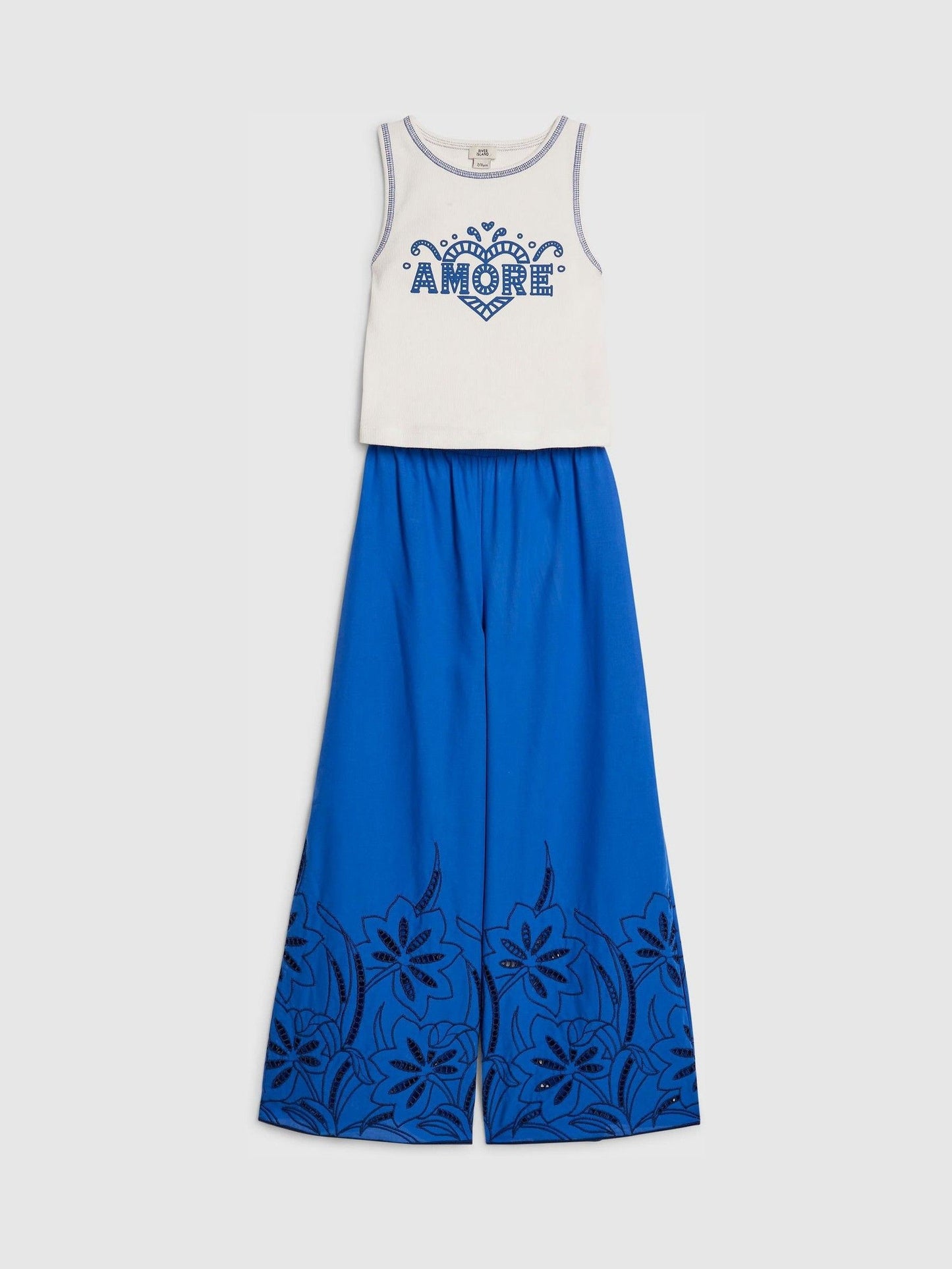 Dsiney Kidz - River Island Blue Amore Tank Top & Trousers Set image 3