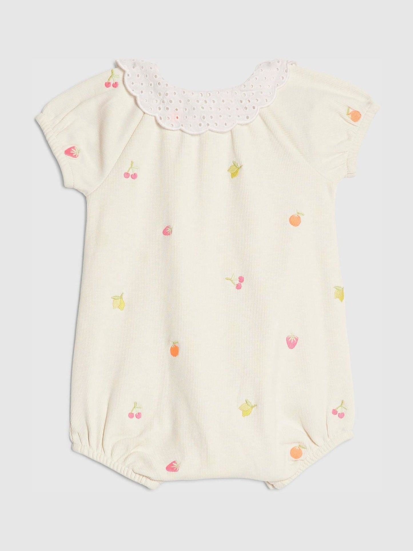 River Island Cream Strawberry Print Collared Romper image 2