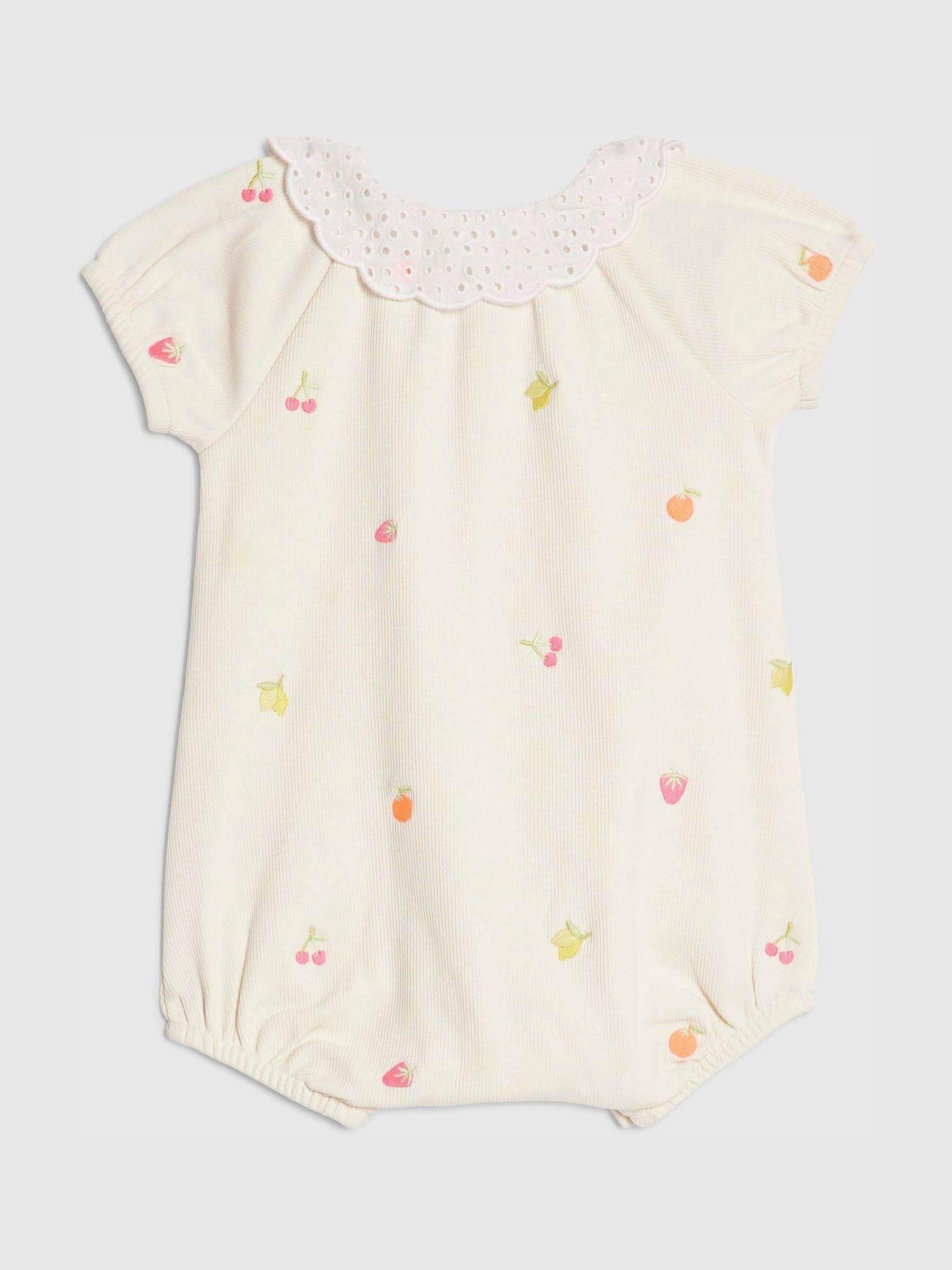 River Island Cream Strawberry Print Collared Romper image 2