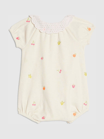 River Island Cream Strawberry Print Collared Romper image 2
