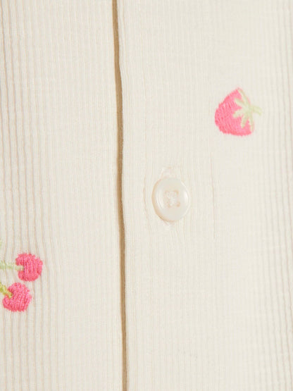 River Island Cream Strawberry Print Collared Romper image 3