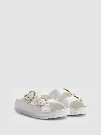 River Island White Heart Buckle Sliders image 2