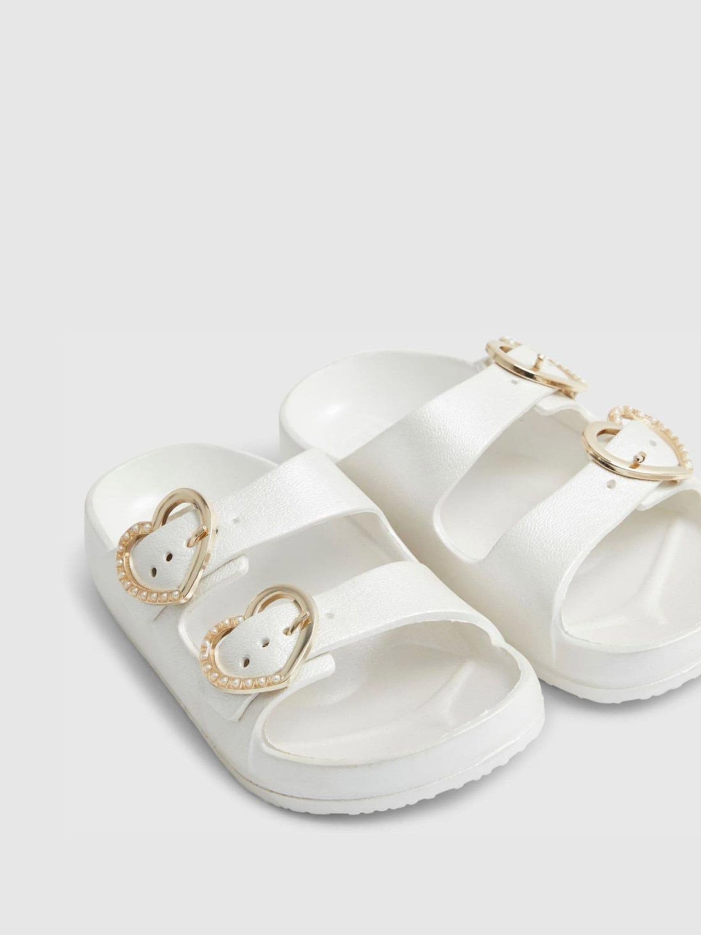 River Island White Heart Buckle Sliders image 3