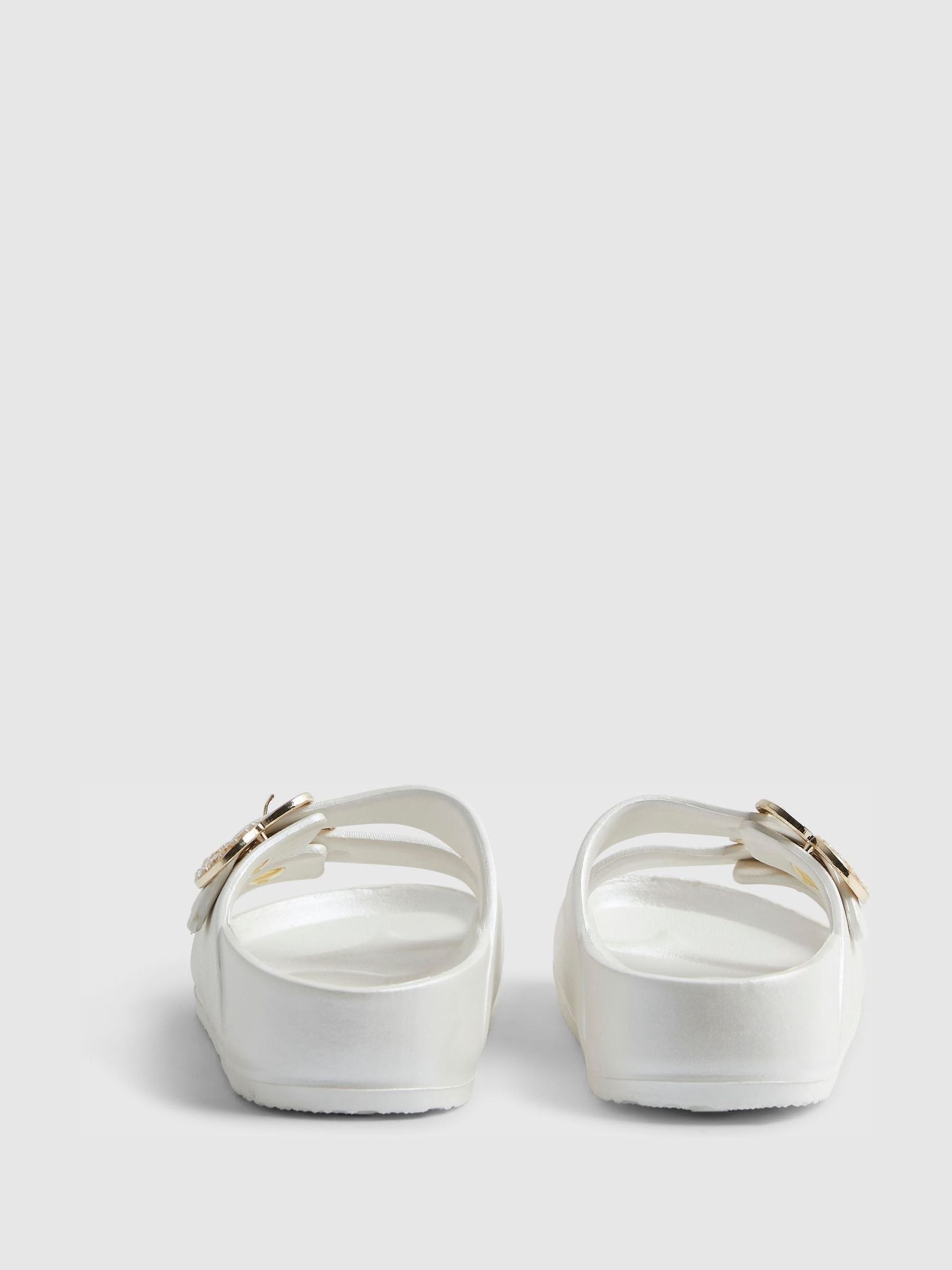 River Island White Heart Buckle Sliders image 4