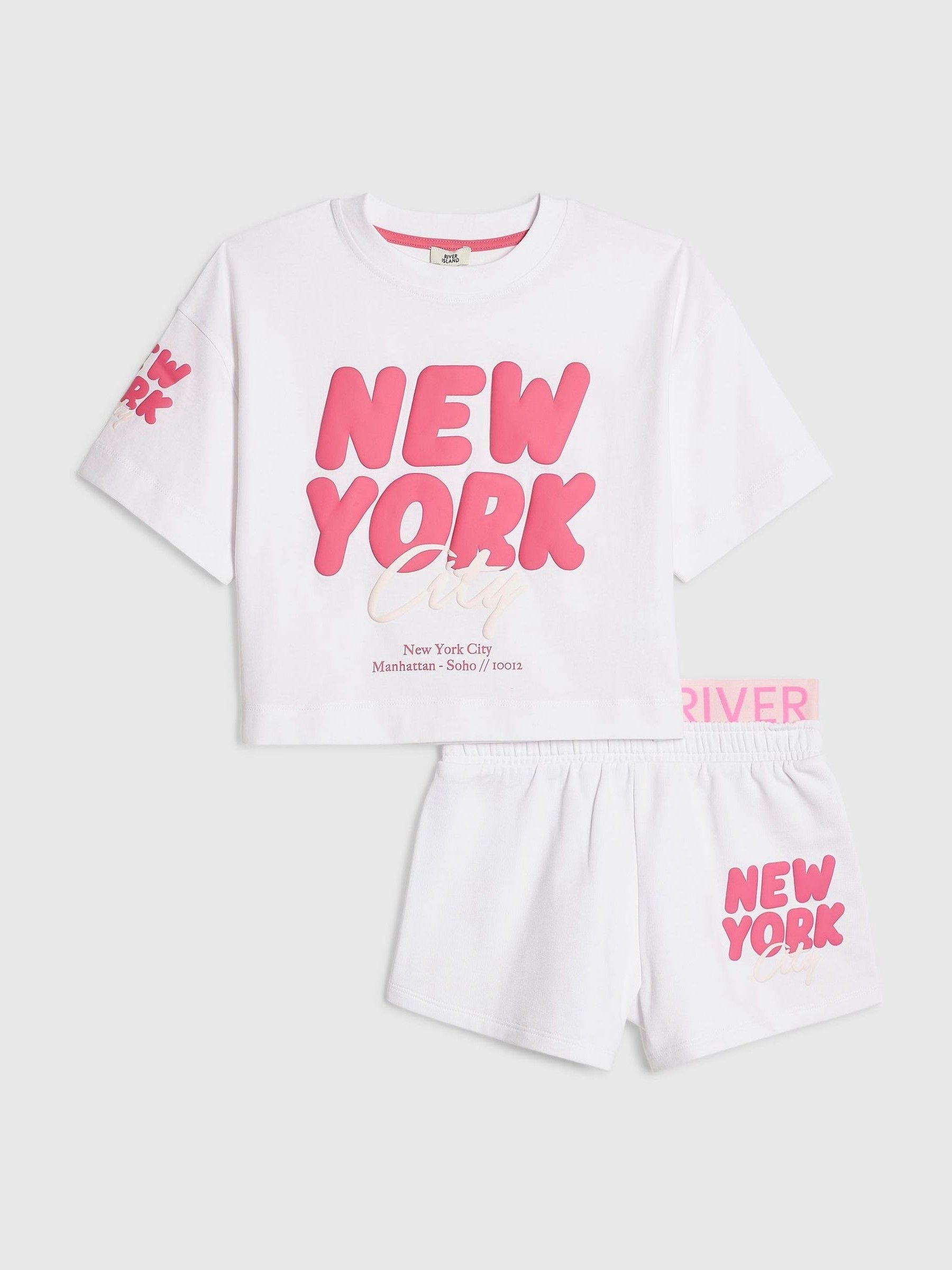 Dsiney Kidz - River Island White T-Shirt & Runner Shorts Set image 1