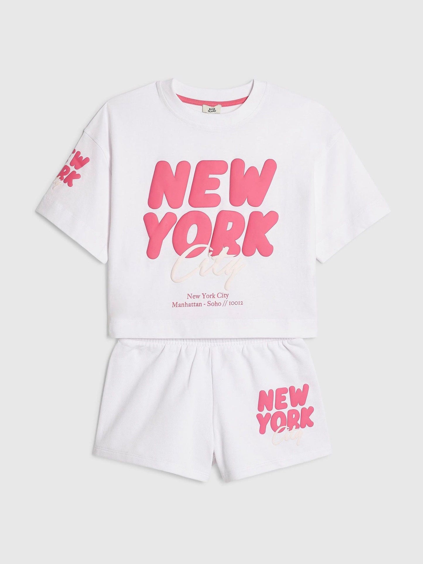 Dsiney Kidz - River Island White T-Shirt & Runner Shorts Set image 3