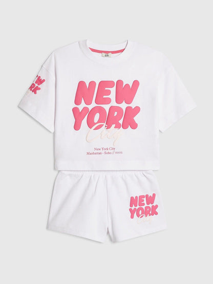 Dsiney Kidz - River Island White T-Shirt & Runner Shorts Set image 3