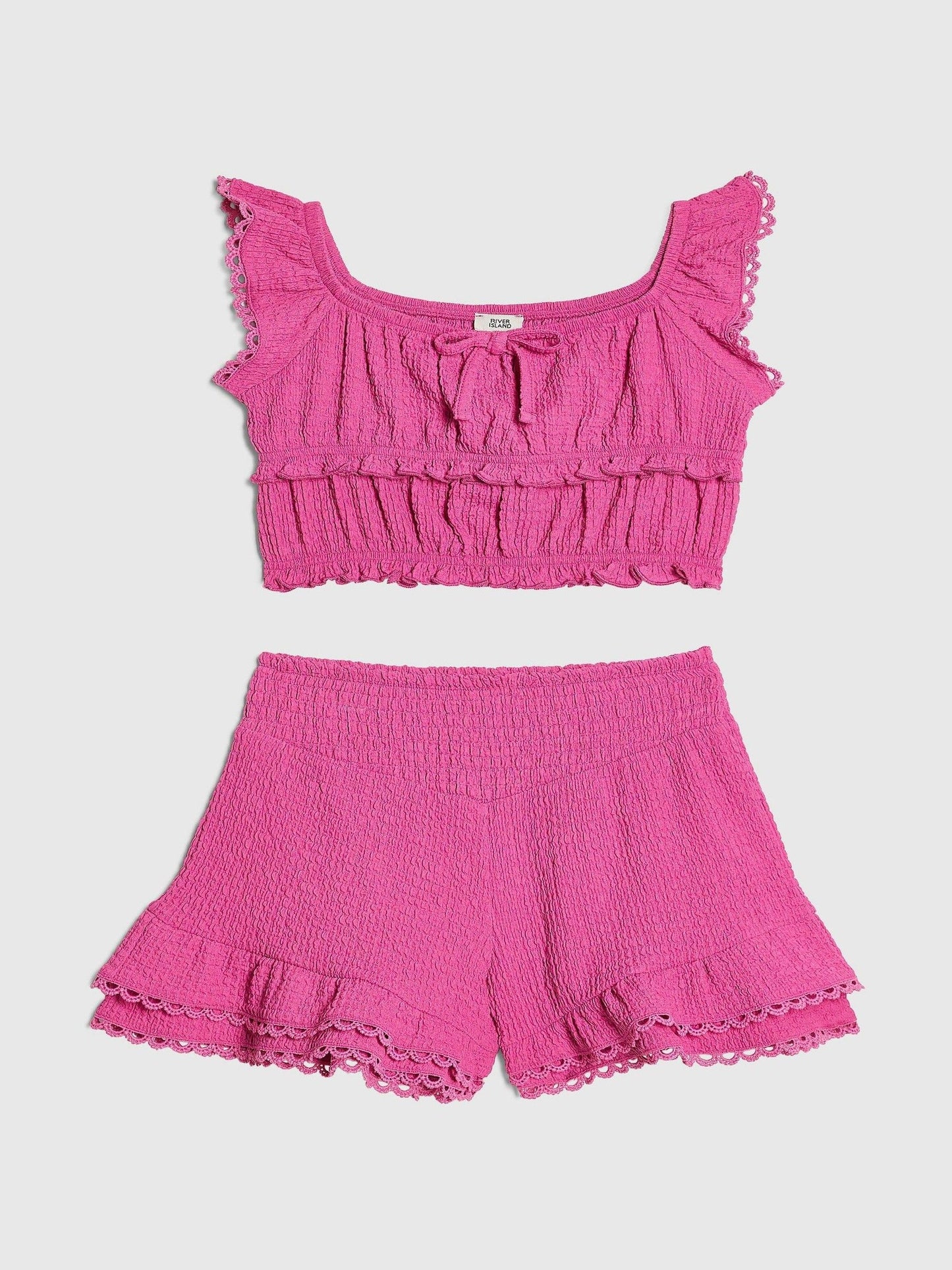 Dsiney Kidz - River Island Pink Frill Shirred Top & Shorts Set image 1