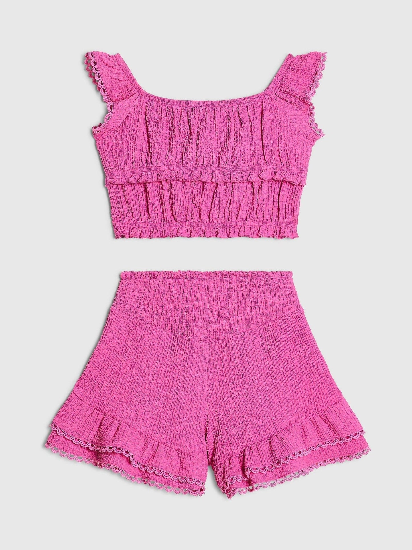 Dsiney Kidz - River Island Pink Frill Shirred Top & Shorts Set image 2