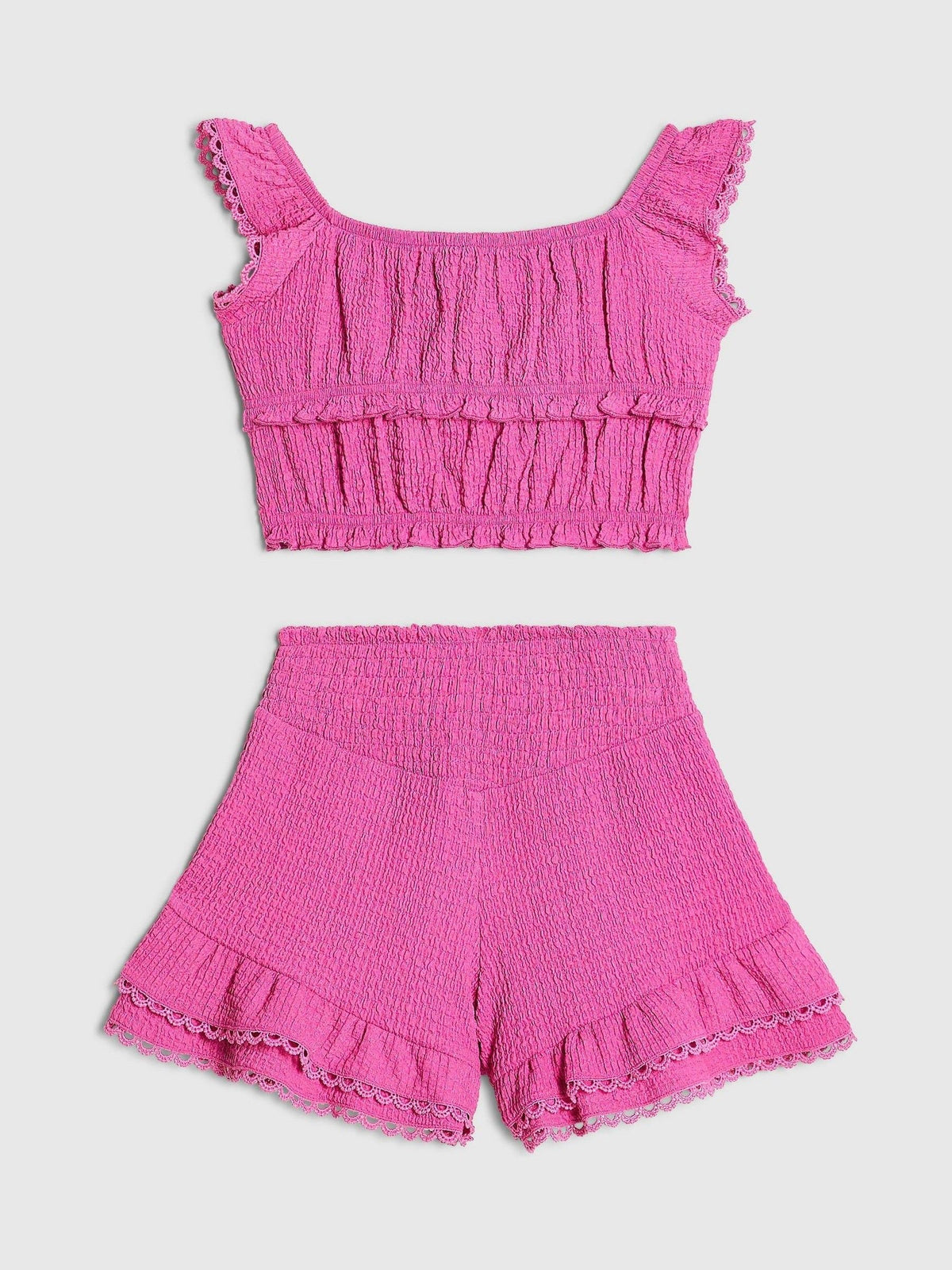 Dsiney Kidz - River Island Pink Frill Shirred Top & Shorts Set image 2