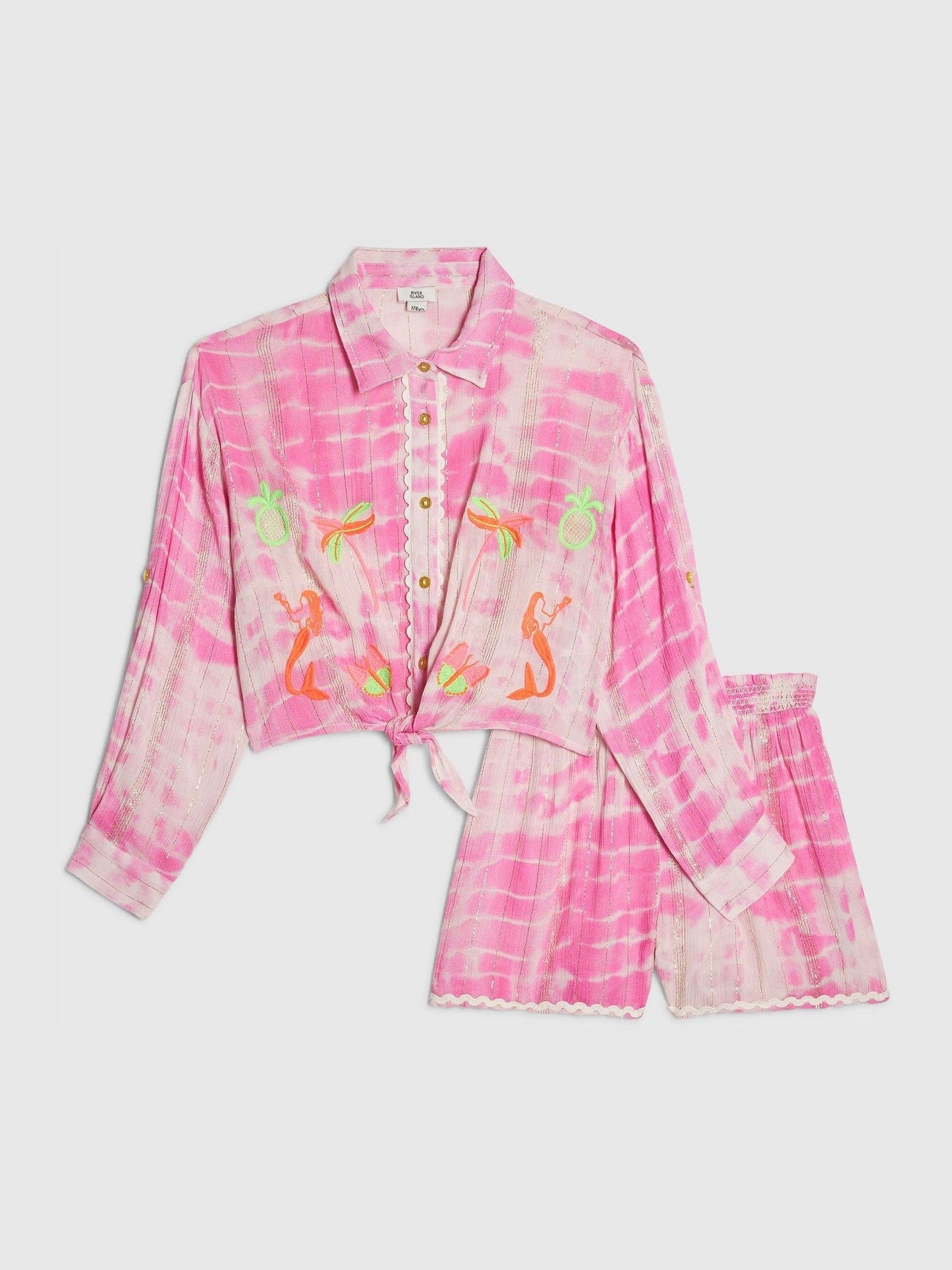 Dsiney Kidz - River Island Pink Tie Dye Shirt & Short  Set image 1