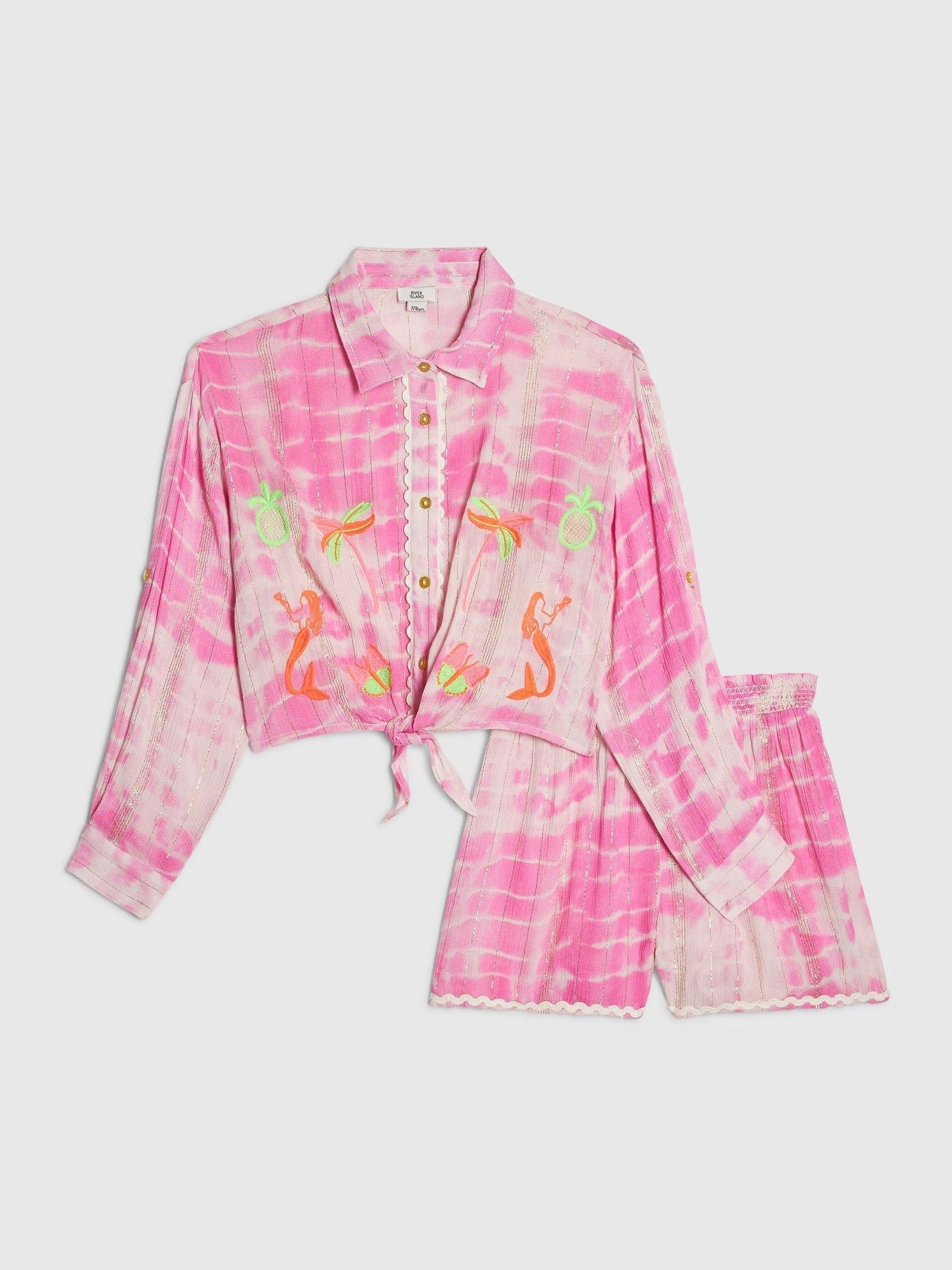 Dsiney Kidz - River Island Pink Tie Dye Shirt & Short  Set image 1