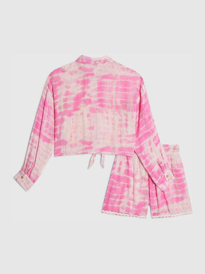 Dsiney Kidz - River Island Pink Tie Dye Shirt & Short  Set image 2