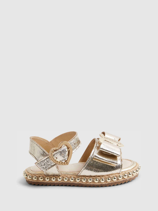 River Island Gold Metallic Bow Espadrille Sandals image 1