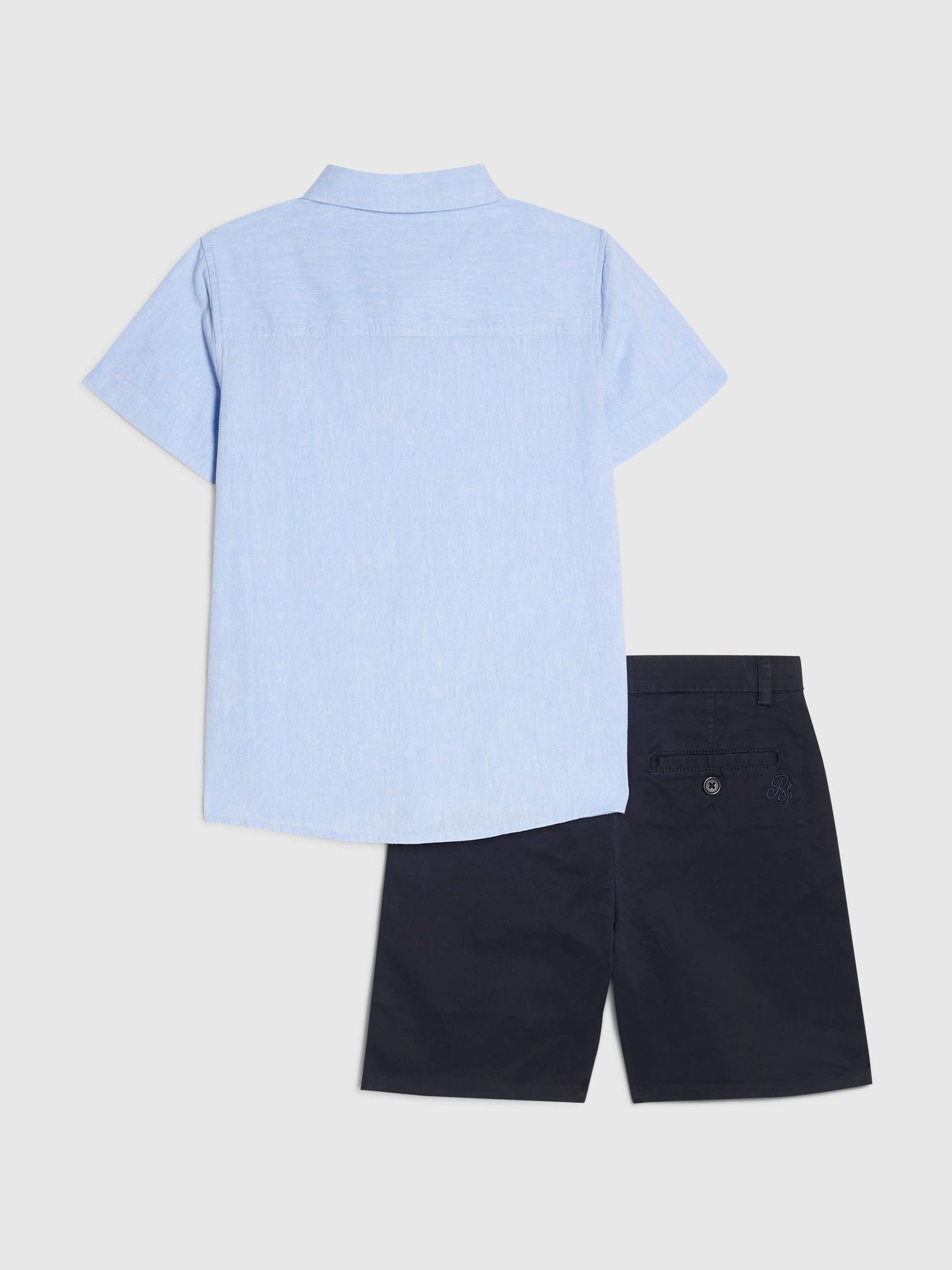 Dsiney Kidz - River Island Blue Short Sleeve Shirt & Chino Shorts Set image 2