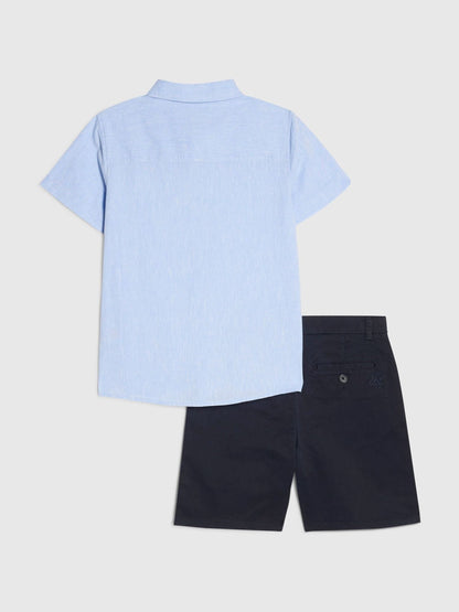 Dsiney Kidz - River Island Blue Short Sleeve Shirt & Chino Shorts Set image 2