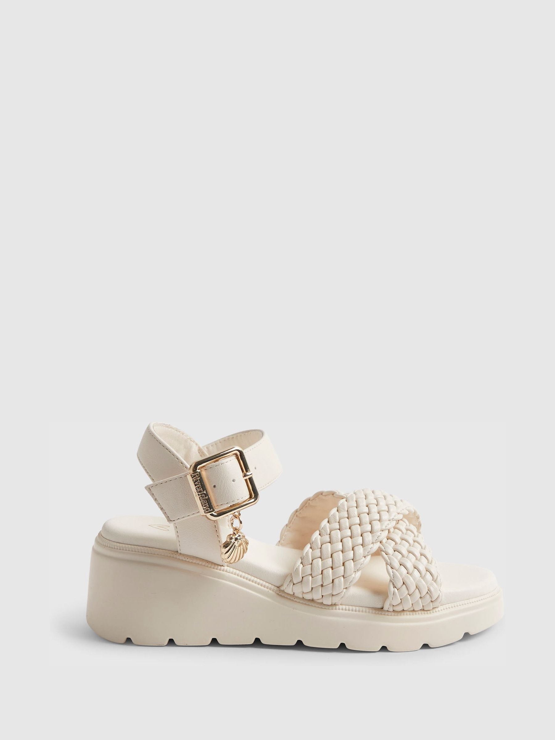 River Island Cream Plait Wedge Heeled Sandals image 1