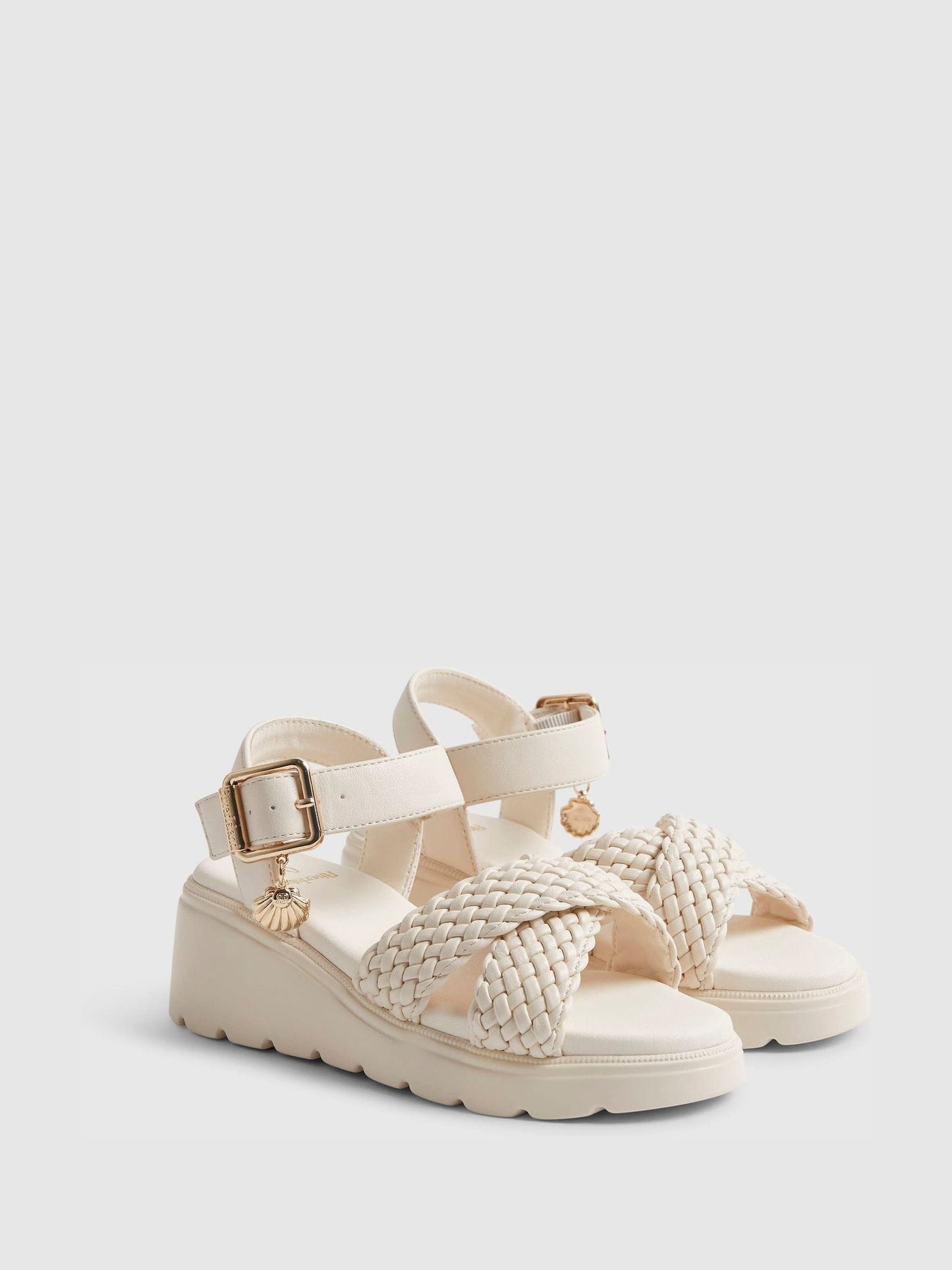 River Island Cream Plait Wedge Heeled Sandals image 2