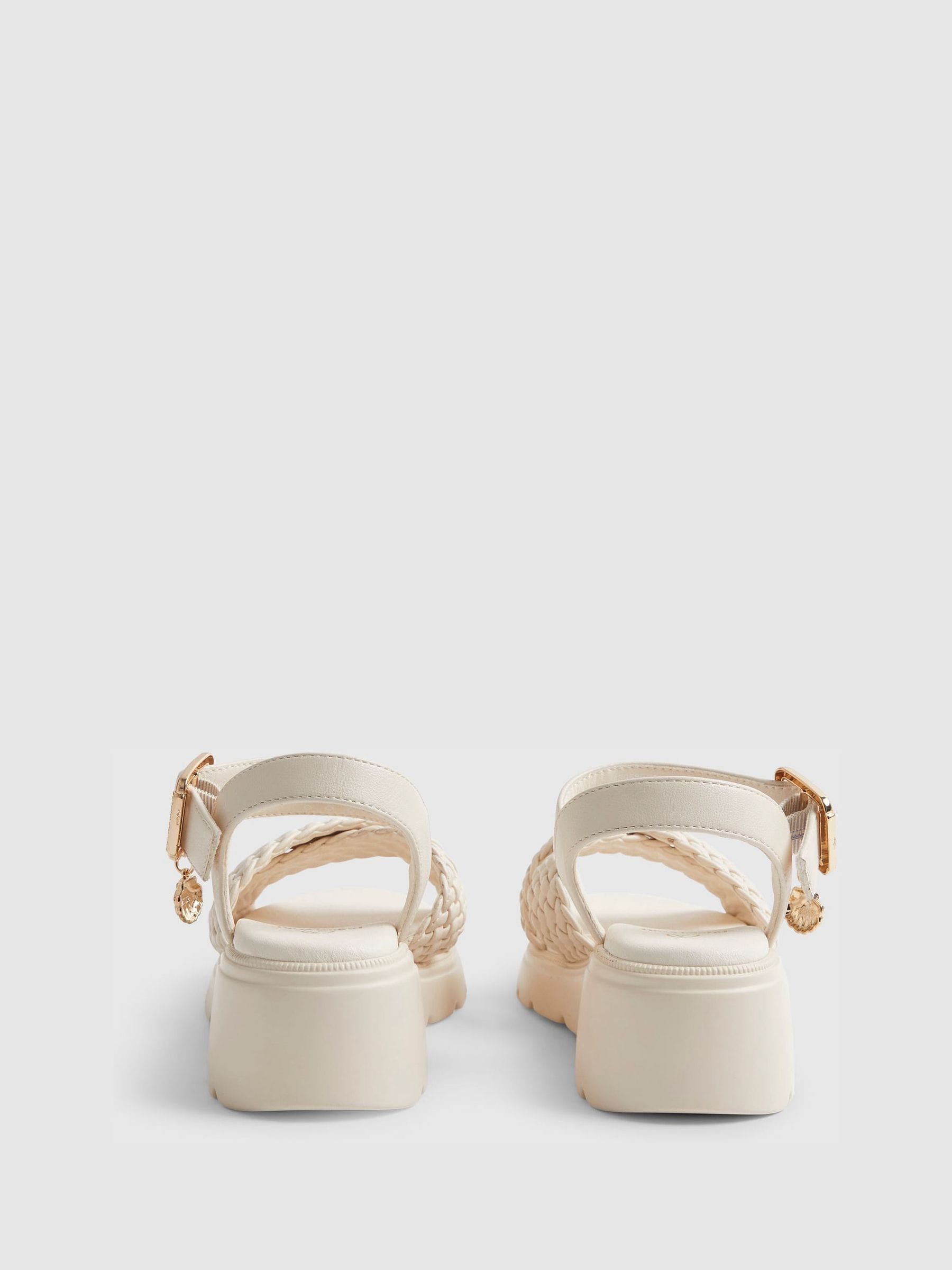 River Island Cream Plait Wedge Heeled Sandals image 3