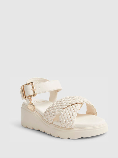 River Island Cream Plait Wedge Heeled Sandals image 4