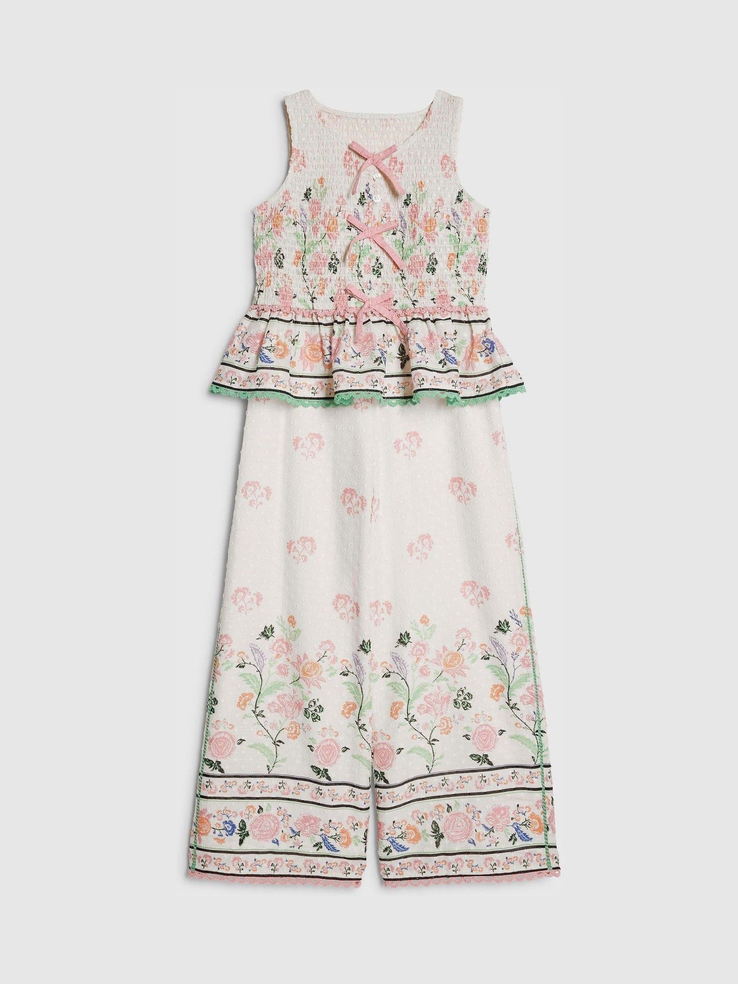 Dsiney Kidz - River Island Cream Cabbages & Roses Smock Frill Top & Trousers image 5