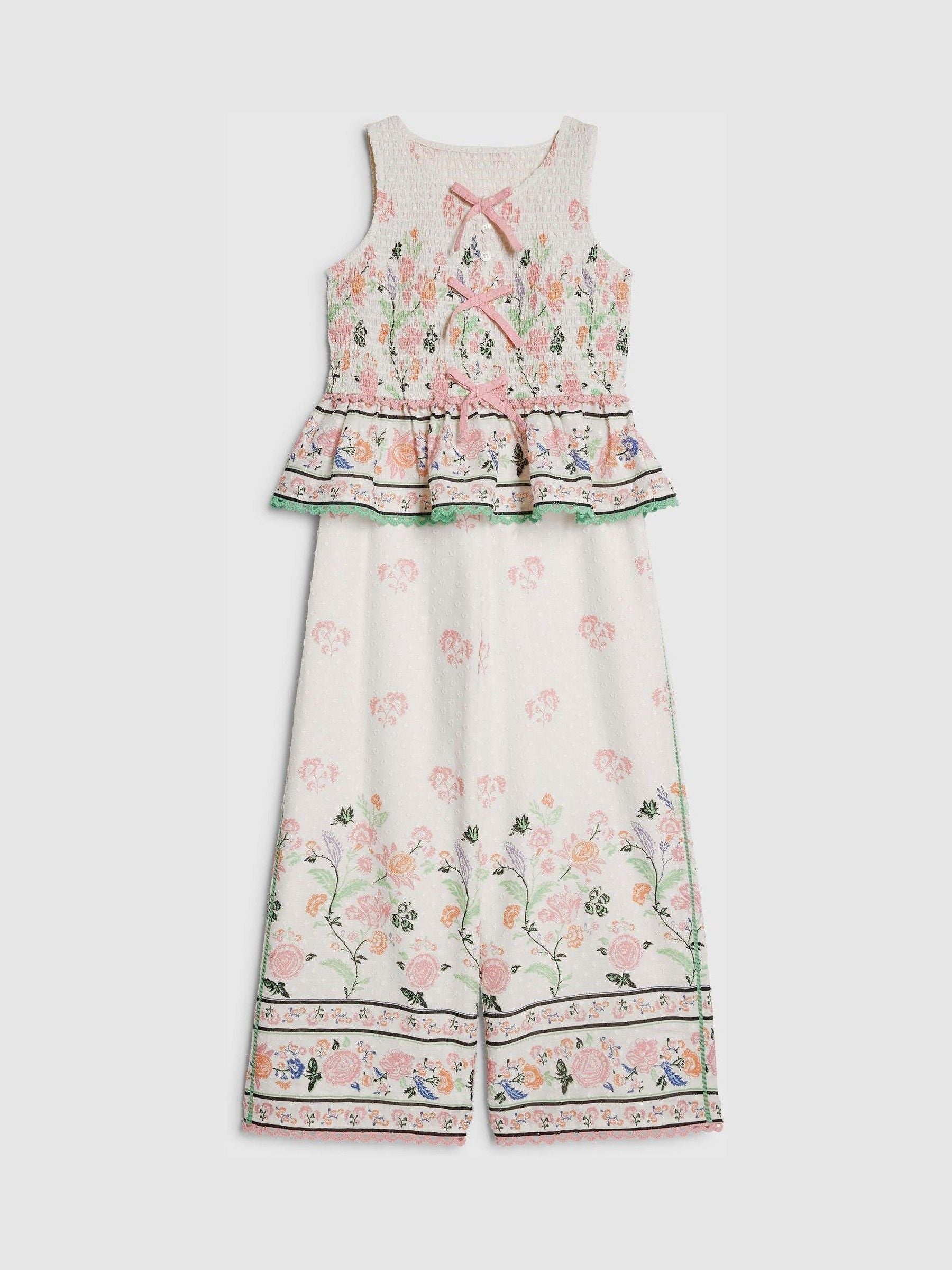 Dsiney Kidz - River Island Cream Cabbages & Roses Smock Frill Top & Trousers image 5