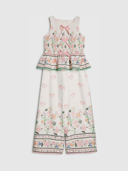 Dsiney Kidz - River Island Cream Cabbages & Roses Smock Frill Top & Trousers image 5