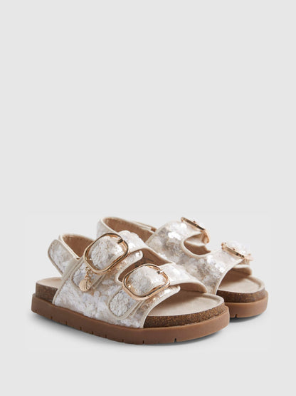 River Island Brown Sequin Footbed Sandals image 2