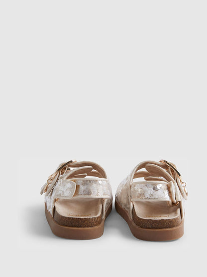River Island Brown Sequin Footbed Sandals image 3