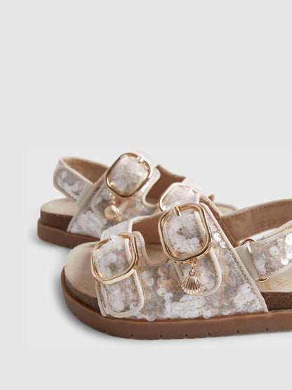 River Island Brown Sequin Footbed Sandals image 4