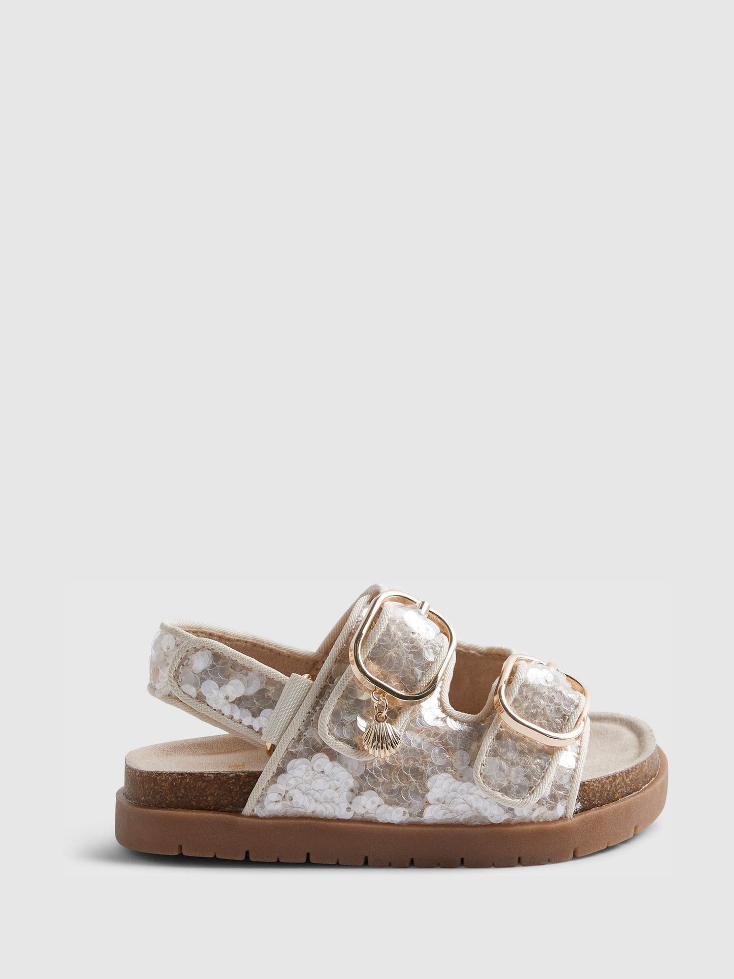 River Island Brown Sequin Footbed Sandals image 1