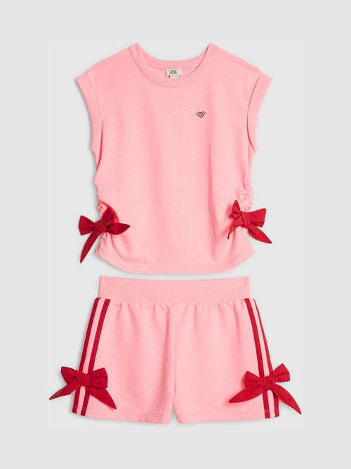 Dsiney Kidz - River Island Pink Bow Top  & Shorts Set image 1