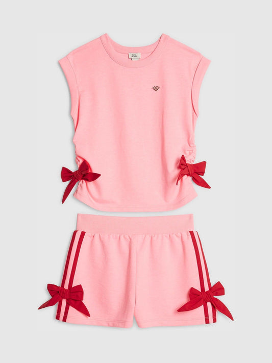 Dsiney Kidz - River Island Pink Bow Top  & Shorts Set image 1