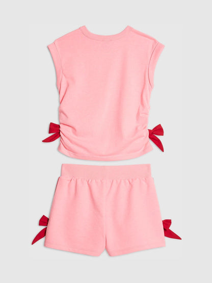 Dsiney Kidz - River Island Pink Bow Top  & Shorts Set image 2