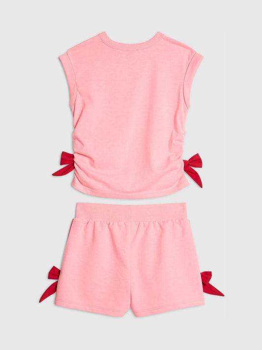 Dsiney Kidz - River Island Pink Bow Top  & Shorts Set image 2