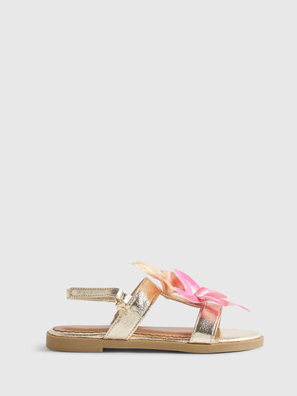 River Island Gold Flower Metallic Sandals image 1