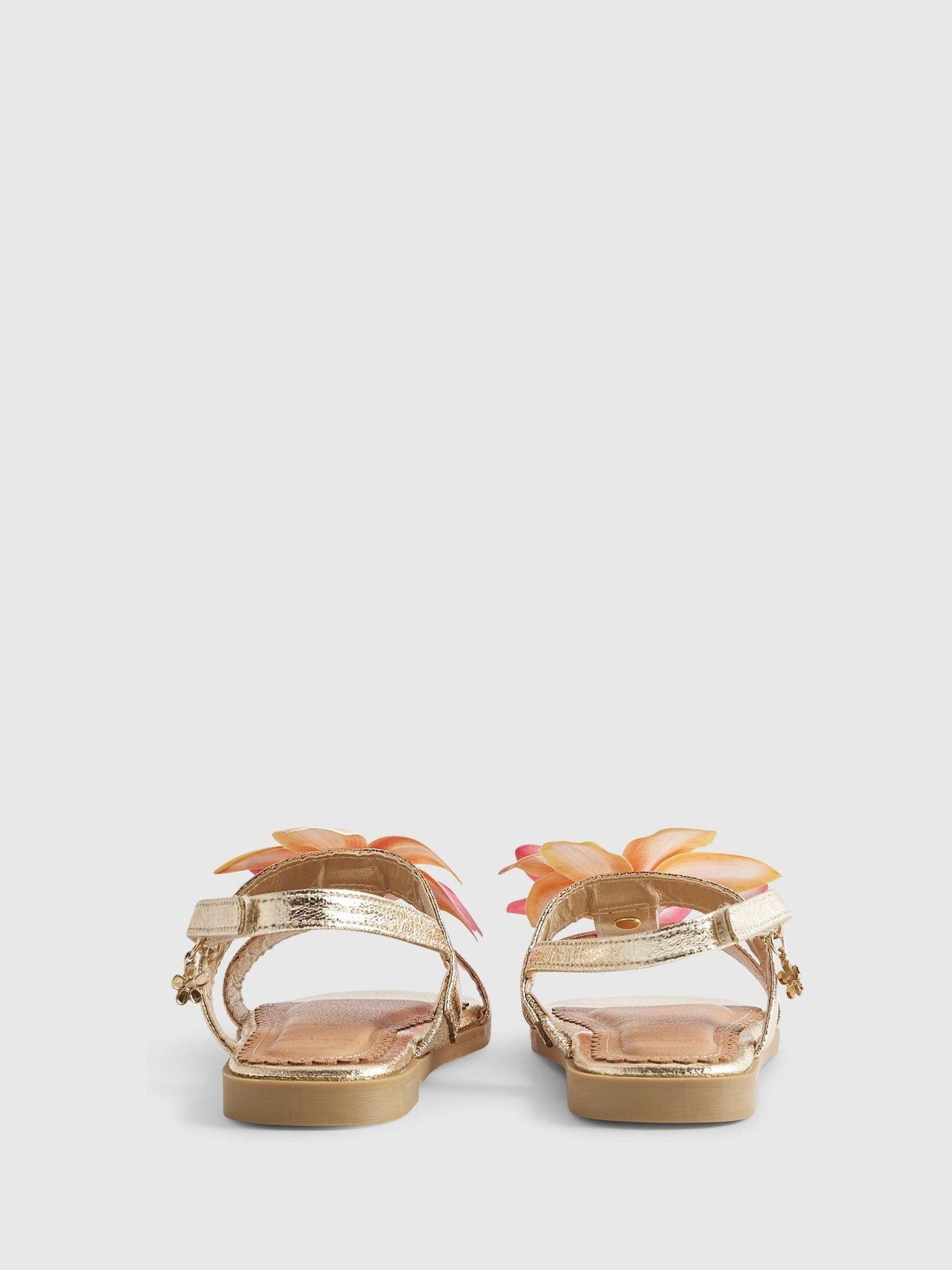 River Island Gold Flower Metallic Sandals image 3