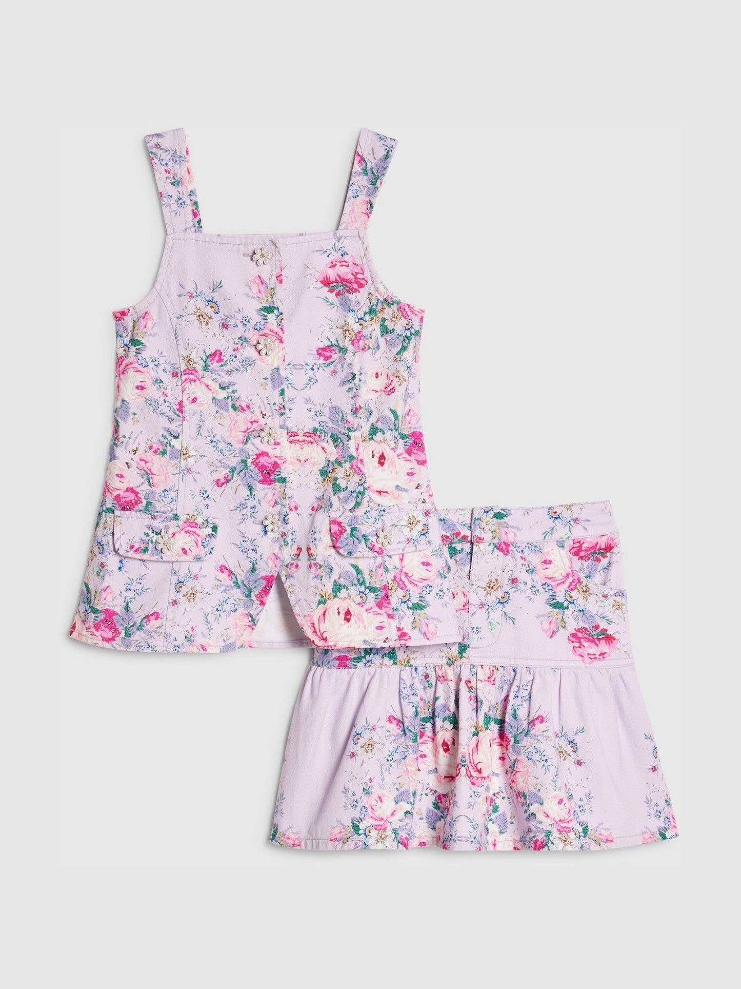 Dsiney Kidz - River Island Purple Cabbages & Roses Waistcoat & Skirt Set image 3