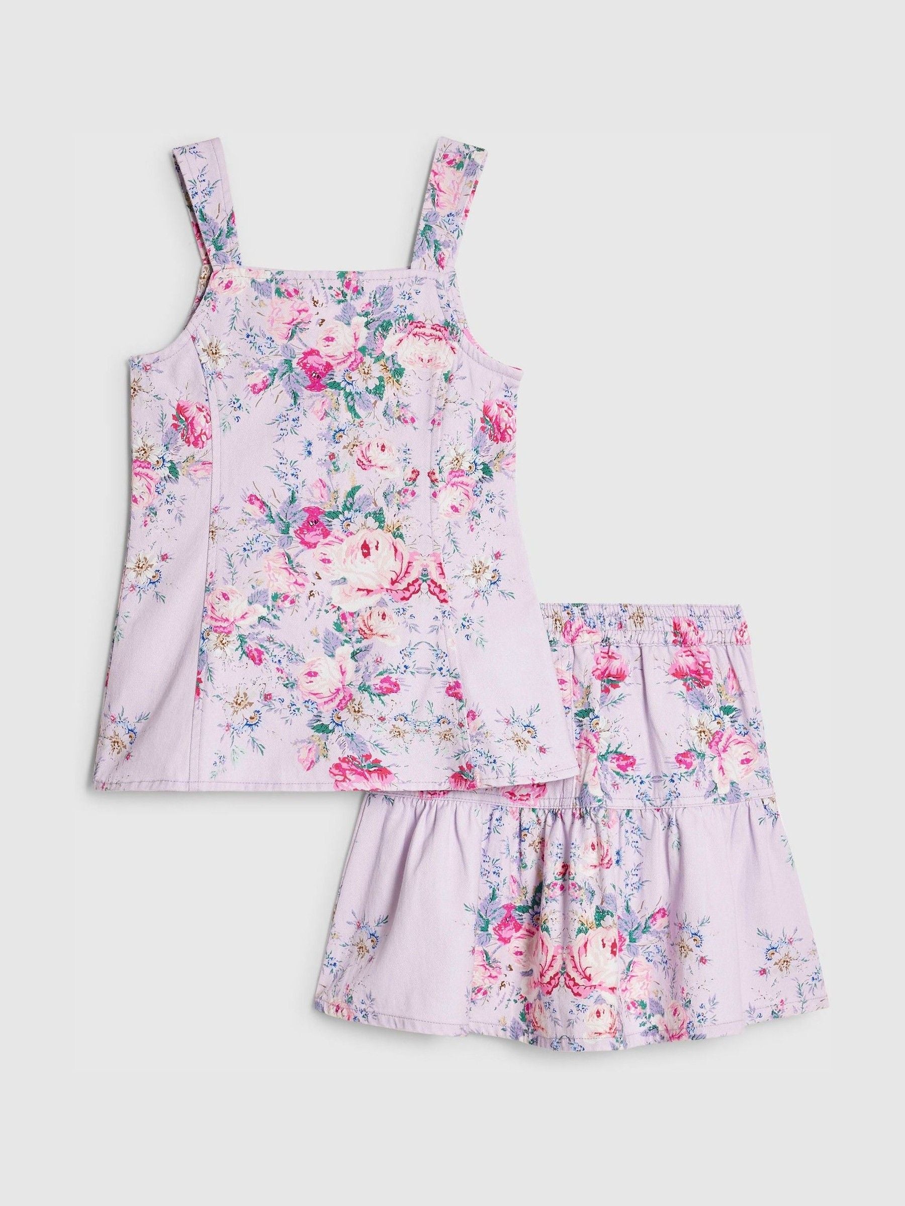 Dsiney Kidz - River Island Purple Cabbages & Roses Waistcoat & Skirt Set image 4