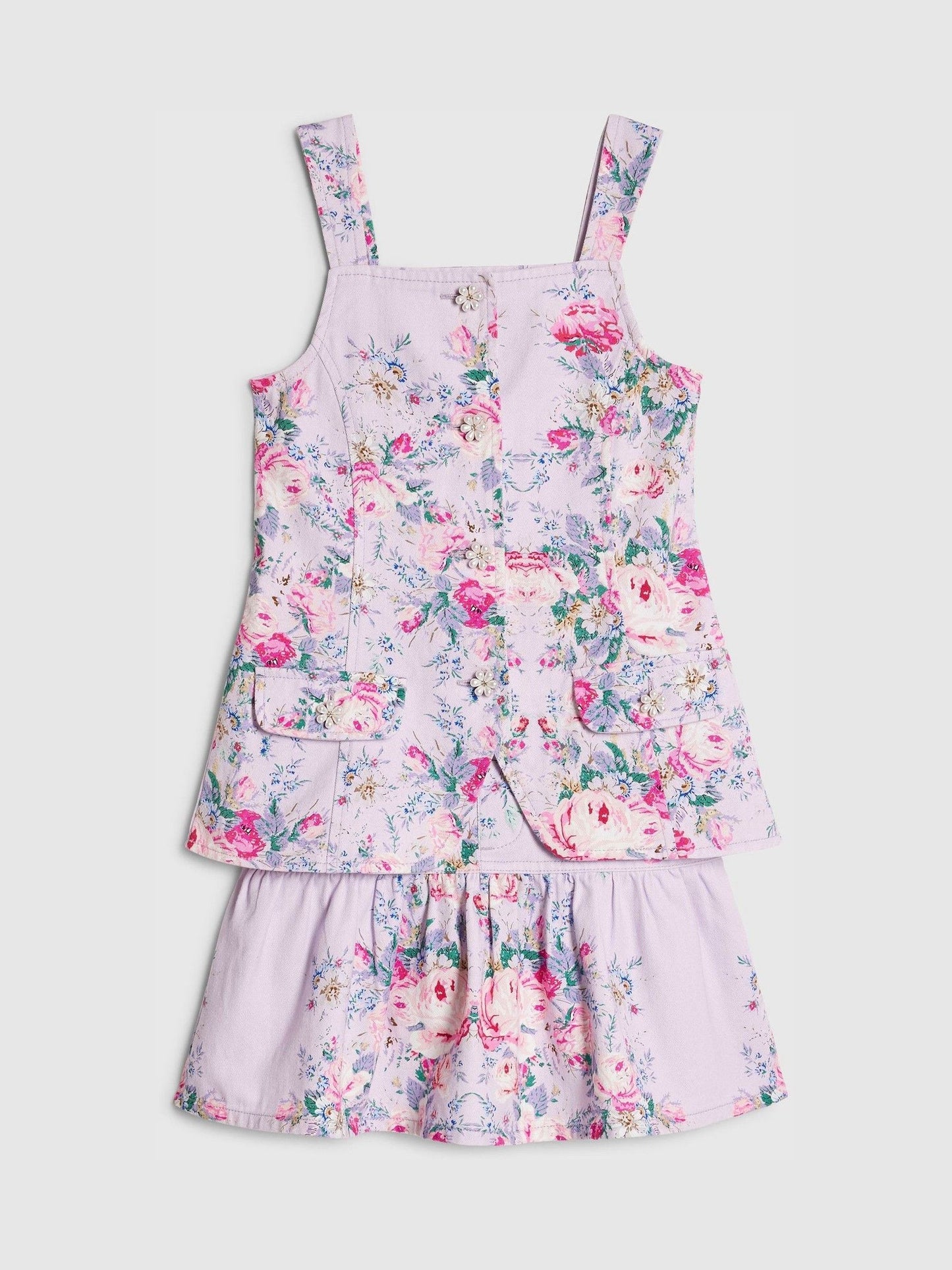 Dsiney Kidz - River Island Purple Cabbages & Roses Waistcoat & Skirt Set image 5