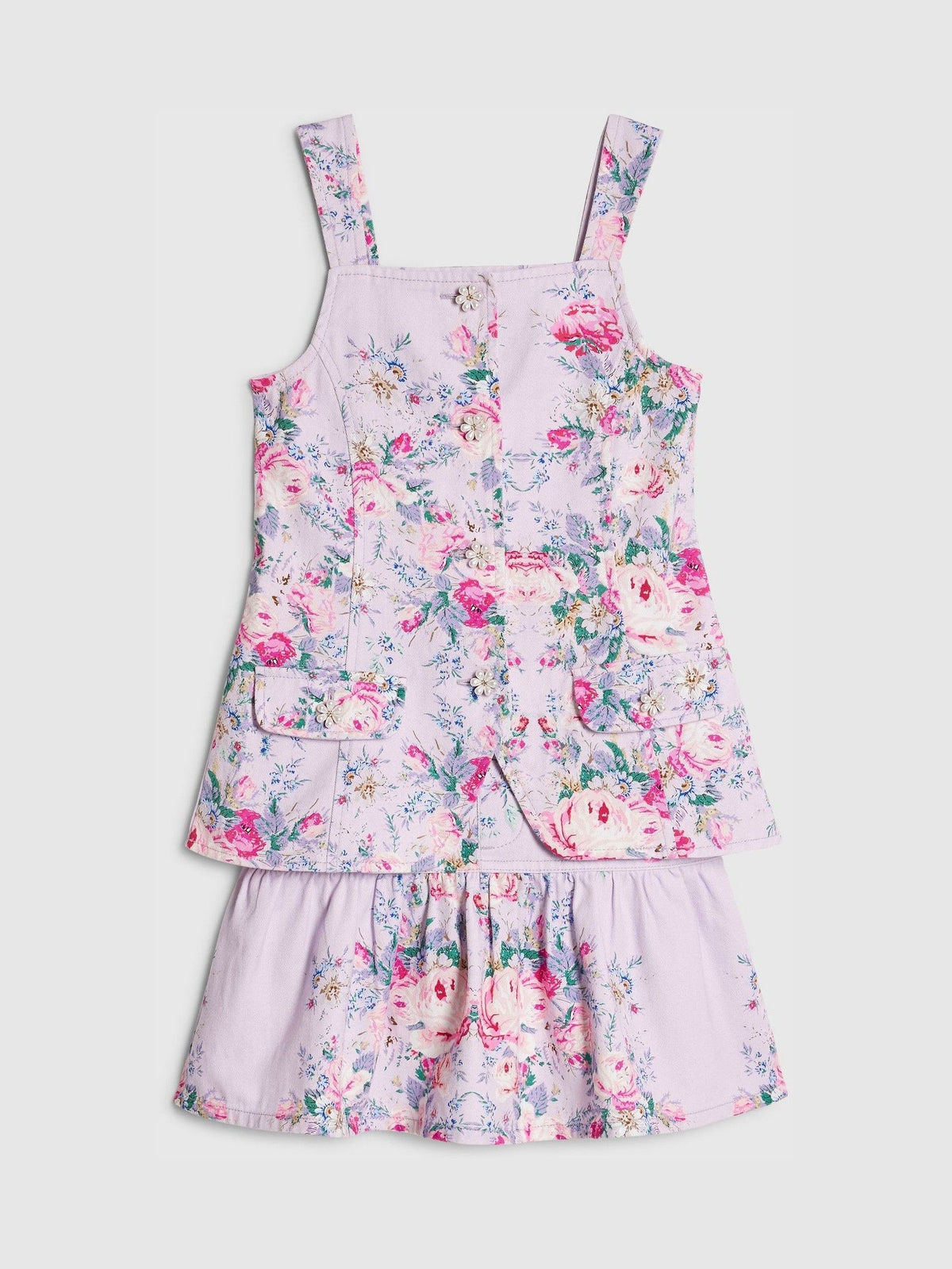 Dsiney Kidz - River Island Purple Cabbages & Roses Waistcoat & Skirt Set image 5