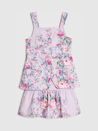 Dsiney Kidz - River Island Purple Cabbages & Roses Waistcoat & Skirt Set image 5