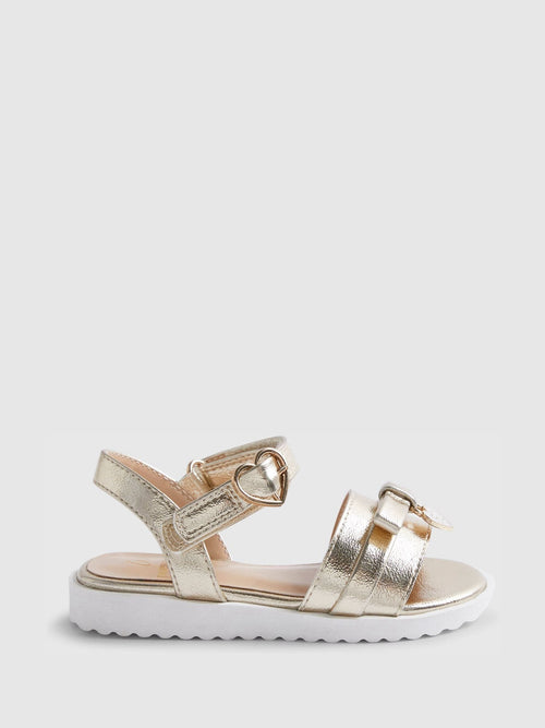River Island Gold Metallic Bow Wedge Sandals image 1